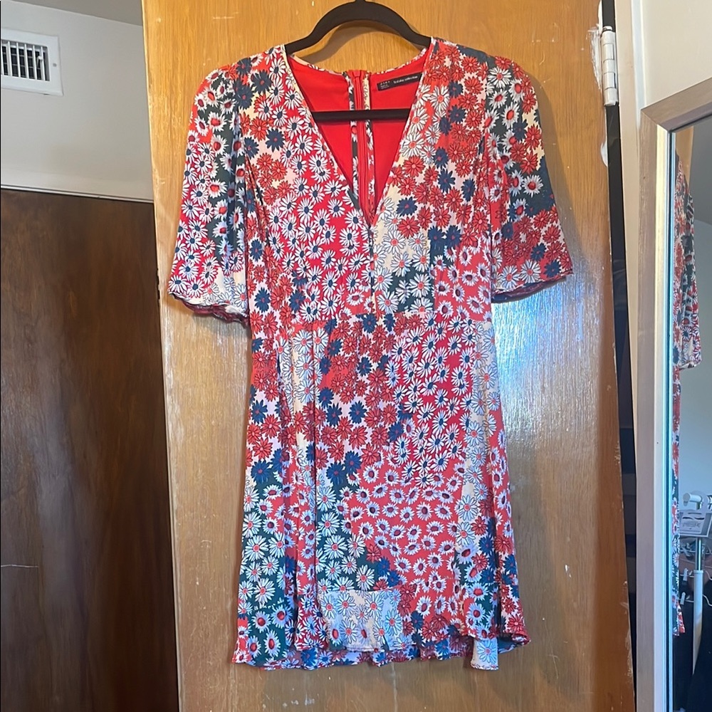 Zara Red and White Flutter Sleeve Sundress